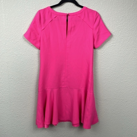Banana Republic Short Sleeve Solid Flounce Dress Bright Pink Barbie Sz 4 - Picture 6 of 13
